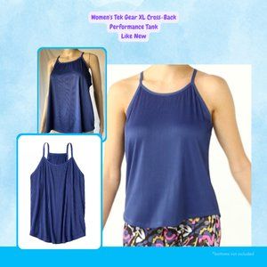 Women's Tek Gear Blue XL Cross-Back Performance Tank | Like New